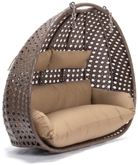 HOME DELUXE Polyrattan Hängesessel nur Korb und Kissen TWIN - Braun