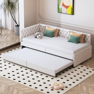 FUROKOY Schlafsofa Polsterbett Daybett Tagesbett Ausziehbett mit Lattenrost, 90/180x200 cm,mit Relaxfunktion, Samt, für 2 Personen Gäste