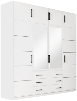 Drehtürenschrank Bado mit Schrankaufsatz (Farbe: Weiß)