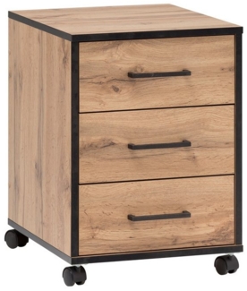Lomadox Rollcontainer FALUN-80, Büro in Eiche Landhaus Nb, B/H/T: 40,1/57/50 cm