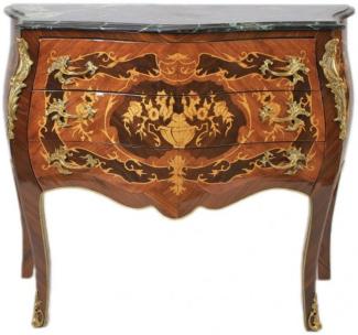 Casa Padrino Barock Kommode Braun mit grüner Marmorplatte 3 Schubladen - Empire Kommode