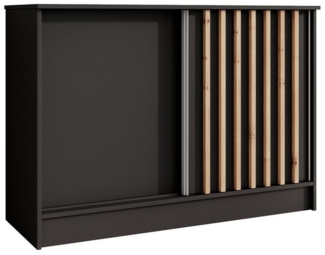 Beautysofa Kommode mit 2 Schiebetüren HORIZON (in 120 cm oder 160 cm, verschiedene Farben: Eiche Artisan, Schwarz, Weiß, Kaschmir), mit dekorativen Lamellen
