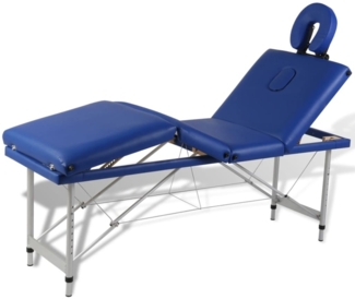 Massagetisch mit Aluminiumrahmen, faltbar 4 Zonen Blau