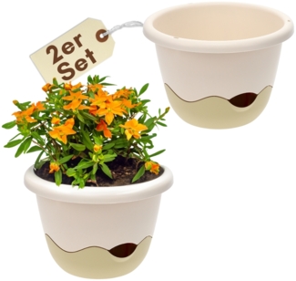 2er Set Blumentopf zum hängen Outdoor mit Wasserspeicher Hängeampel Blumenampel Kette Hängeblumentopf