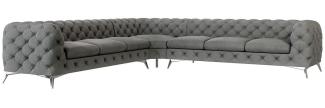 S-Style Möbel Ecksofa Chesterfield Ecksofa Kalina mit Silber Metall Füßen, mit Wellenfederung