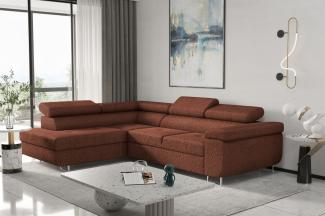 Couchgarnitur JADE Stoff Rotbraun mit Schlaffunktion Ottomane Links