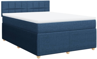 vidaXL Boxspringbett mit Matratze Blau 160x200 cm Stoff 3287513