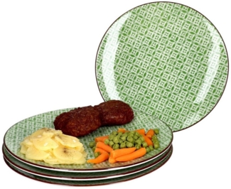 Lime Sao 4-tlg. Essteller Set Ø 26,5 cm Grünes Dekor Speiseteller Ritzenhoff