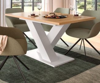 Esstisch Home-X in Eiche und weiß ausziehbar 150 - 190 cm