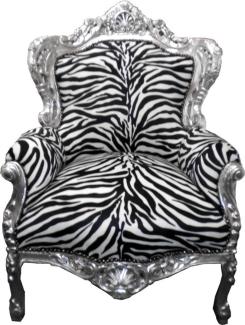 Barock Sessel "King" Zebra/Silber