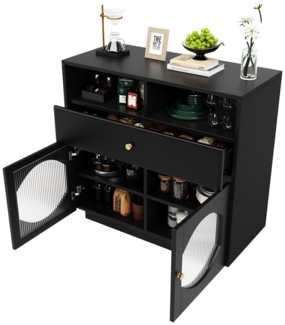 MODFU Sideboard Aufbewahrungsschrank mit ausreichend Stauraum (Küchenschrank, Buffetschrank, Anrichte, 1 St, mit 2 Glastüren, 1 Schublade, 2 offene Fächer), geeignet für Küche, Esszimmer und Wohnzimmer