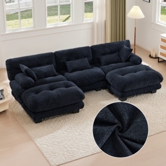 LVHOM Modulares Sofa U Form 300 x 80 x 143 cm, Wohnlandschaft inkl. Kissen, Modulsofa Ecksofa, umwandelbares Schaumstoffsofa, Sofagarnitur