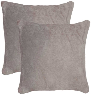 Casa Colori Kissenbezug Fleece Kissenbezug 60x60 cm Plüsch Kissenhülle Flausch, (2 Stück), 2er Set Taupe