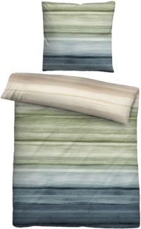 biberna Mako-Satin Bettwäsche 0616306 FARBVERLAUF, pistaziengrün, 1x 155x200 cm + 1x 80x80 cm