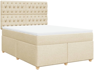 vidaXL Boxspringbett mit Matratze Creme 140x200 cm Stoff 3291315