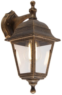 Qazqa Außen-Wandleuchte Capital, ohne Leuchtmittel, E27, Gold/Messing, Klassisch / Antik, Kunststoff, 1-flammig