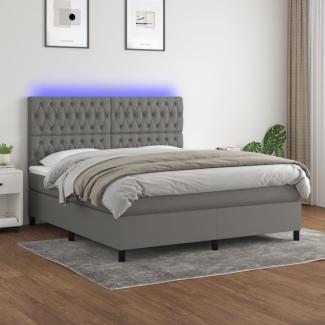 vidaXL Boxspringbett mit Matratze & LED Dunkelgrau 160x200 cm Stoff 3135126