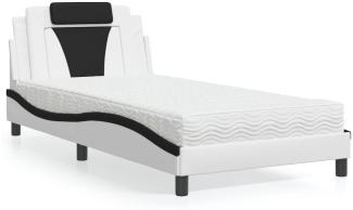 vidaXL Bett mit Matratze Weiß und Schwarz 100x200 cm Kunstleder 3208781