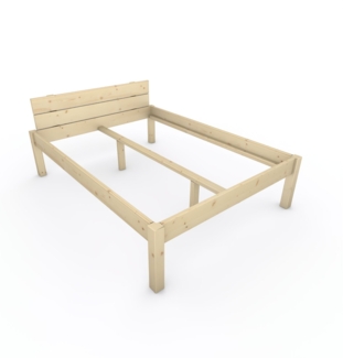 Pfostenbett "metallarm" Fichte Holzbett "Daybett" 140 x 190cm 48cm Doppelbett