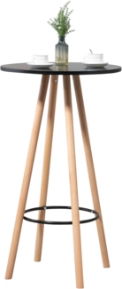 DELUKE® Stehtisch Ø 60cm innen LUMI - Holz, Skandinavisches Design | Bartisch rund Hoher Tisch Bistrotisch Hochtisch, 107x60 cm HxB, Schwarz-Beige