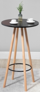 DELUKE® Stehtisch Ø 60cm innen LUMI - Holz, Skandinavisches Design | Bartisch rund Hoher Tisch Bistrotisch Hochtisch, 107x60cm HxB, Schwarz-Beige