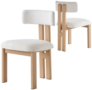 OKWISH Esszimmerstuhl Esszimmerstuhl,Loungesessel (Moderner ergonomischer Esszimmerstuhl mit 9 cm Polsterung – Stilvoller Flauschstoff-Stuhl mit stabilen Metallbeinen & Holzmaserung – Perfekt für Esszimmer, Büro & Schminktisch, 2 St), 9 cm Sitzschwamm-...
