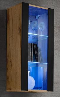 99rooms Azara Vitrine I Wotan Eiche Schwarz ohne LED-Beleuchtung