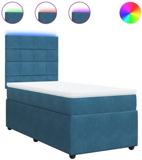 vidaXL Boxspringbett mit Matratze Blau 90x200 cm Samt 3294542