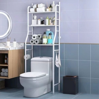 GarveeMore Badregal Metall-Organisationsregal über der Toilette mit abnehmbaren Handtuchha, Toilettenaufbewahrung Papierhalter Badezimmer-Organizer über derToilet