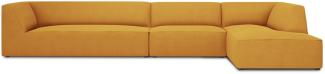 Micadoni 5-Sitzer Modular Ecke rechts Sofa Ruby | Bezug Yellow | Beinfarbe Black Plastic