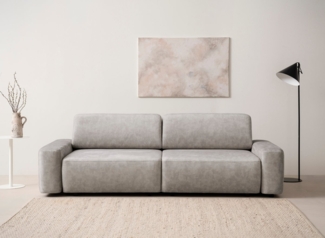 Home affaire 3-Sitzer TORGE (257cm), Sofa,Schlafsofa in Cord, Samtvelours, Struktur fein, rundes Design, Schlaffunktion u. Bettkasten, Liegefläche: 135/200 cm