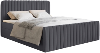 Selsey 'Saliano' Boxspringbett mit Bettkasten, Topper und Chenille-Bezug, Graphit, 200x200 cm