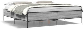 vidaXL Bettgestell Grau Sonoma 200x200 cm Holzwerkstoff und Metall 3279780