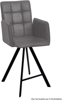 Thekenstuhl drehbar (6er-Set) Devalyn 52 x 108 x 60 Schwarz/Marsala