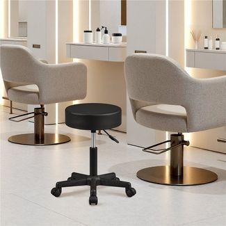 Yaheetech Drehhocker 46 cm – 61,5 cm Höhenverstellbarer Barstuhl, Schminkhocker mit 360° Drehbarer Sitzfläche 150 kg Belastbar