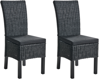 Esszimmerstuhl 2er Set ANDES Rattan Schwarz