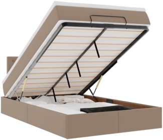 vidaXL Ottoman-Bett mit Matratze Cappuccino-Braun 120x200cm Kunstleder 3311302