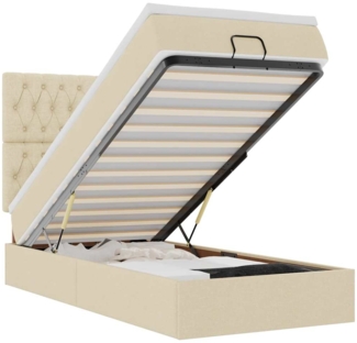 vidaXL Ottoman-Bett mit Matratze & LEDs Creme 100x200 cm Stoff 3314070