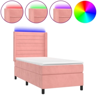 vidaXL Boxspringbett mit Matratze & LED Rosa 100x200 cm Samt 3139612