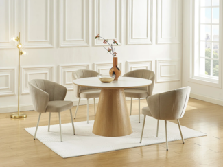 Vente-unique - Stuhl 6er-Set - Stoff & Metall weiß - Beige - TANURY