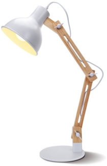 Aigostar Schreibtischlampe Tischlampe Retro mit verstellbarem Arm, klassisches Holz-Design, E27