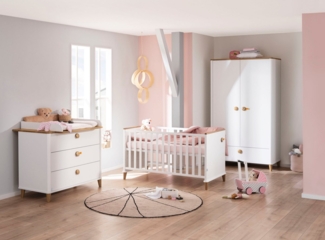 PAIDI Babymöbel-Set LOTTE & FYNN Steiff by PAIDI, hochwertiges Babyzimmer komplett, (4-tlg, Babybett, Wickelaufsatz und Wickelkommode, 2-türiger Schrank), (Spar-Set) in Weiß, Babybett, Kleiderschrank, Kommode + Wickelaufsatz