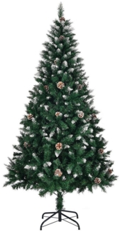 FCH Künstlicher Weihnachtsbaum 180 cm lange grüne Spray-weiße 800 Zweige mit Tannenzapfen, PVC-Material, stabile Halterung