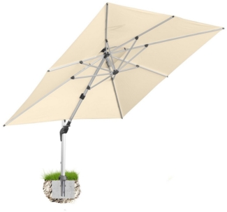 anndora-sonnenschirm Ampelschirm mit Aluminiumgestell, LxB: 350x350 cm, mit Bodenanker, wasserabweisende Beschichtung - Kurbelmechanik - Winddach