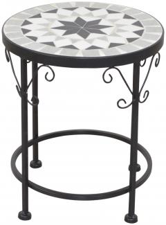 Blumenständer aus Metall mit Mosaikplatte, schwarz/grau