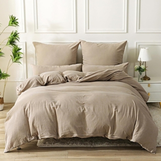 SOULFUL Doppelte Musselin Bettwäsche 220x240 Baumwolle Beige