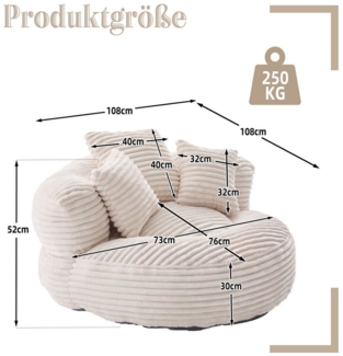 Celya Sitzsack Lazy Sofa Gaming Sofa Stuhl mit drei Kissen,hoch Rücken Cordstoff-Sofa (1 Sitzsack, 3 Kissen), Couch fur Erwachsene und Kinder,fur Schlafzimmer und Büro,Beige