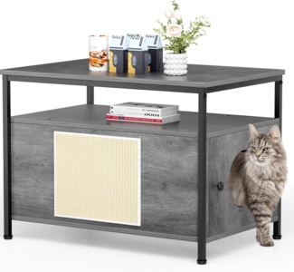 TLGREEN Katzentoilette Katzenklo Schrank, Tierhaus Katzenschrank, 80 x 50 x 59 cm, mit Offenem Regal, Katzenschrank Groß, XXL