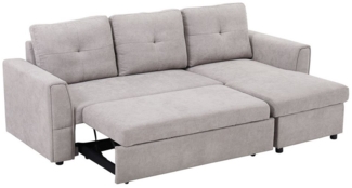 HOMCOM Ecksofa 3 Sitzer Couch, Schlafsofa 1 Teile, Ecksofa mit Stauraum und Gästebettfunktion