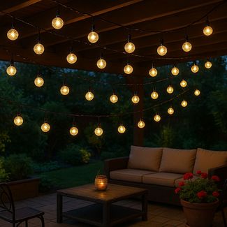 Solar Lichterkette, 40x LED Kugel, Gartendeko